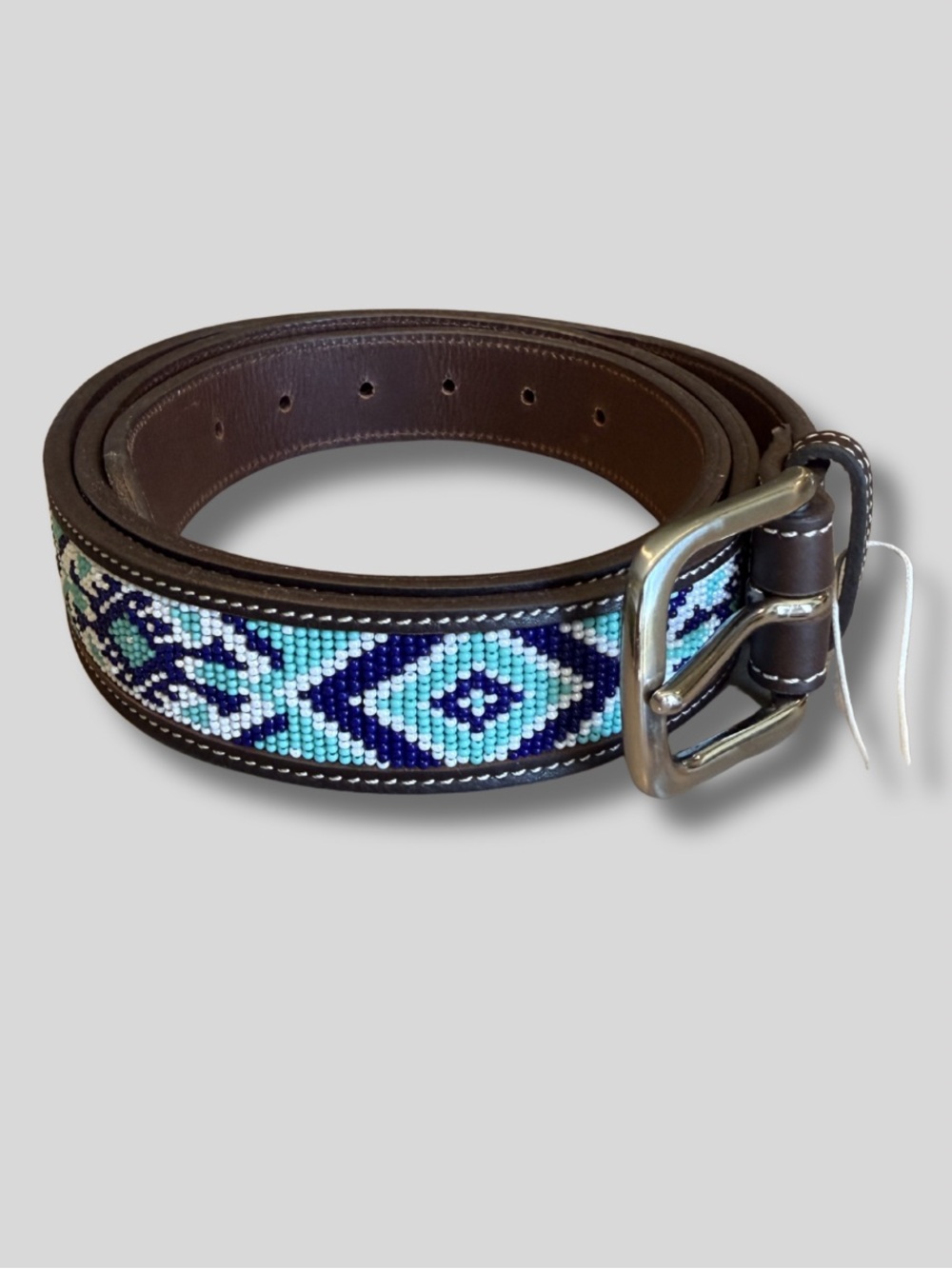 Equinavia Estelle Hand-Beaded Dark Brown Leather Women Equestrian Belt